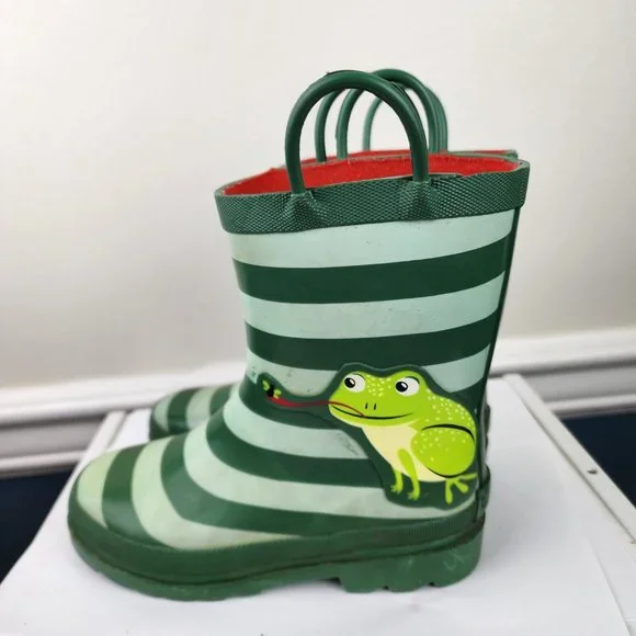 Lily & Dan Kids Green Frog Rain Boots Size 11/12 - Picture 4 of 7